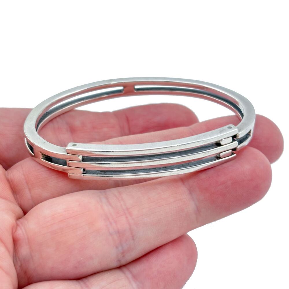 Vintage Sterling Silver 925 Multi Band Bracelet 6.5"